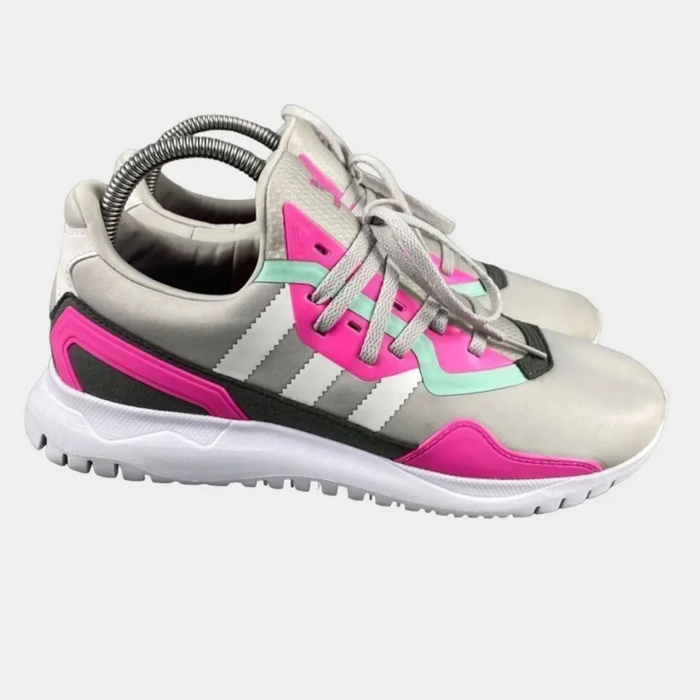 ADIDAS ORIGINALS FLEX J GS Shoes Youth Kids Girls Size 6.5 Grey Pink Sneakers‎